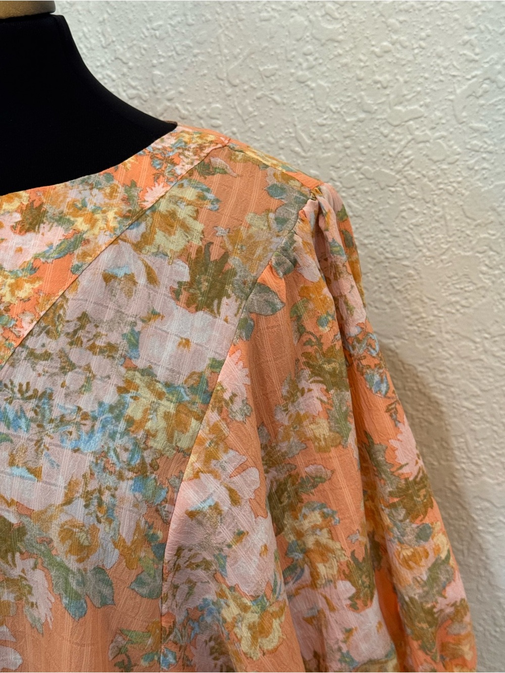 Rose & Olive Peach Floral Tie-Front Blouse - Picture 3 of 6